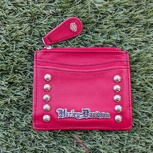 Harley-Davidson Red Studded Leather Zip Wallet